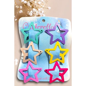 6'lı Yıldız Çıtçıtlı Toka Pastel Renkli - Yıldız Çıt Çıt Toka Seti - Yıldızlı Çıtçıt Toka