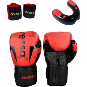 RING-308 Boks Eldiveni Kırmızı 8 Oz Set