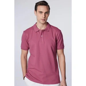 Erkek Slim Fit Dar Kesim %100 Pamuk Düz Pike Mor Polo Yaka Tişört