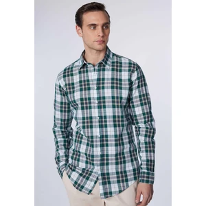 Slim Fit Uzun Kollu Dar Kalıp Kareli Keten Doku Yazlık Erkek Gömlek