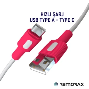 Coral Hızlı Şarj Usb Type A  Type-C 150 Cm 3.0a Beyaz Kablo  Beyaz-Pembe Uçlar
