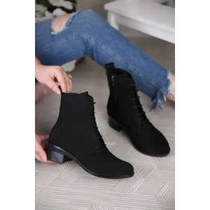 Kadın Yuvarlak Burunlu Bot SİYAH SÜET