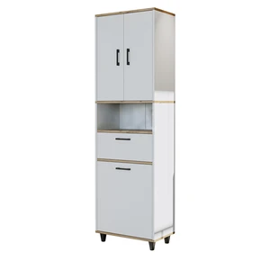 Çamaşır Sepetli Banyo Dolabı, Çok Amaçlı Çekmeceli Dolap 60 x 200 cm