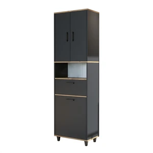 Çamaşır Sepetli Banyo Dolabı, Çok Amaçlı Çekmeceli Dolap 60 x 200 cm