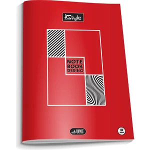 A4 Boy Plastik Kapak 40 Yaprak Kareli Defter Kenarı Kırmızı Çizgili 1 Adet Newstyle