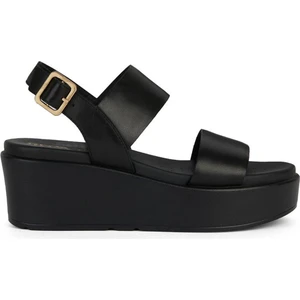 Kadın Siyah Xand Bilekten Bantlı Dolgu Topuklu Deri Sandalet D45M1A00043C9999