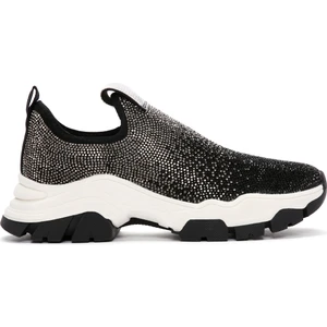 Zero Kadın Siyah Kalın Tabanlı Taşlı Sneaker