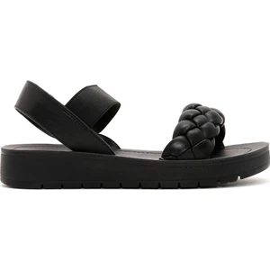 Kadın Siyah Örgü Desenli Sandalet