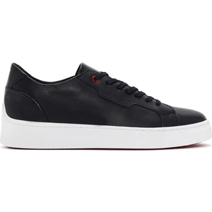 Erkek Siyah Bağcıklı Deri Sneaker