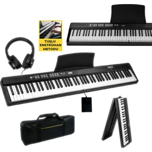 PLX-80BK-H Taşınabilir Katlanır Dijital Piyano Tuş Hassasiyetli 88 Tuş BT (Sustain Kulaklık Çanta Metod)