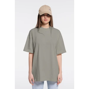 Friday Offset Soft Kadın Açık Yeşil %100 Pamuk Bisiklet Yaka Ekstra Oversize Tişört