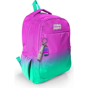 Coral High Pembe Su Yeşili Renk Geçişli Üç Bölmeli Okul Sırt Çantası 23664