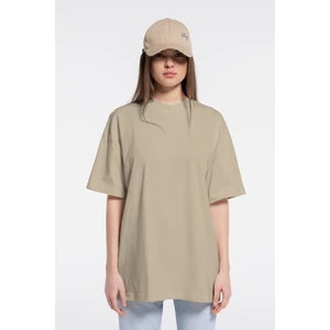Friday Offset Soft Kadın Krem %100 Pamuk Bisiklet Yaka Ekstra Oversize Tişört