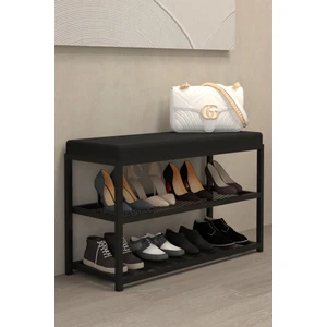Ayakkabılık Puflu Süngerli Oturaklı Metal Ayakkabı Rafı Modern Vestiyer Baklavalı Metal Tasarım Benc