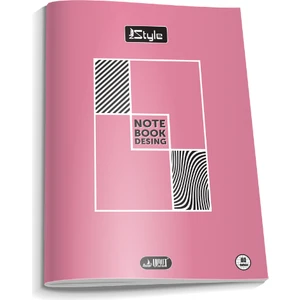 A4 Boy Plastik Kapak 60  Yaprak Kareli Defter Kenarı Kırmızı Çizgili 1 Adet Newstyle