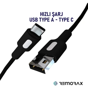 Coral Hızlı Şarj Usb Type A  Type-C 150 Cm 3.0a Siyah Kablo  Beyaz-Siyah Uçlar