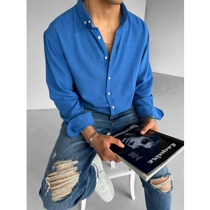 Abluka Online Oversize Basic Rahat Gömlek Mavi