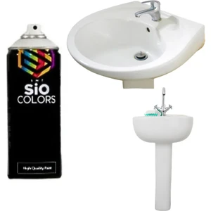 Sio Colors Lavabo-Musluk Sprey Suya Dayanıklı Extra Pigmentli BEYAZ(RAL-9016) Sprey Boya 400ML