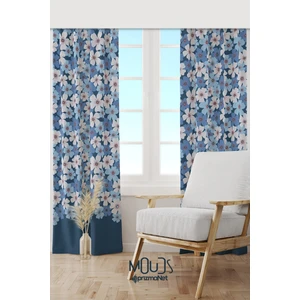 Nowon 1 Desenli Süet Oturma Odası Salon Fon Perde Baskılı Ekstrafor Büzgü 2 Kanat PRD-1028