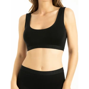 Kadın Bambu Kalın Askılı Çıkarılabilir Pedli Büstiyer Nefes Alan Yumuşak Dokulu Slim Fit Siyah