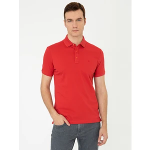 Erkek Nar Çiçeği Polo Yaka Slim Fit Basic Merserize T-shirt 50250172-VR039