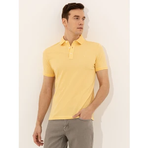 Erkek Açık Sarı Polo Yaka Slim Fit Basic Merserize T-shirt 50250172-VR004