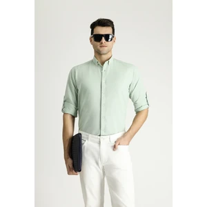 Uzun Kol Relax Fit Rahat Kesim Keten Görünümlü Pamuk Gömlek