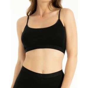 Kadın Bambu İp Askılı Çıkarılabilir Pedli Büstiyer Nefes Alan Yumuşak Dokulu Slim Fit Siyah