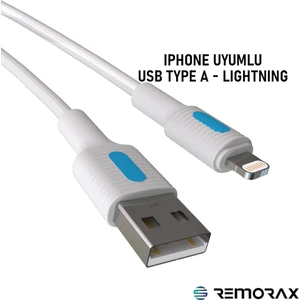 Coral iPhone Uyumlu USB Type A-Lightning 120 Cm 2.0A Mavi-Beyaz