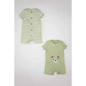 Erkek Bebek Yeni Doğan Çizgili Penye 2'li Kısa Kollu Tulum C4359A524SM