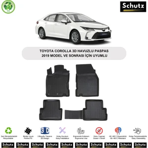 Toyota Corolla 2019 Model ve Sonrası Için Uyumlu 3D Havuzlu Oto Paspas