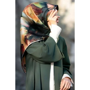 Twill İpek Eşarp Zümrüt Yeşili Hardal 0036-04