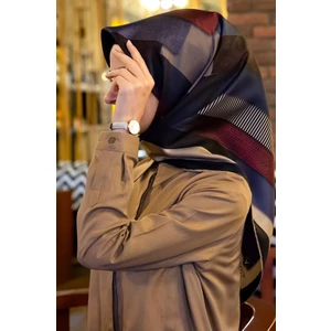 Twill İpek Eşarp Bordo Lacivert 0018-02