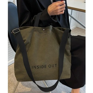De Plein Inside Out Kanvas Tote Kadın Haki Büyük Omuz Çantası (Yurt Dışından)