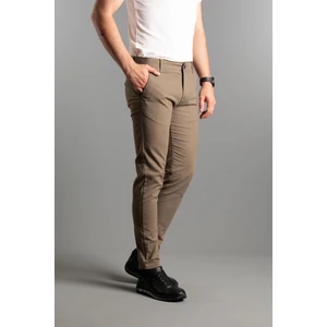 Zeki Özer Erkek Kahve Dokulu Kanvas Keten Pantolon