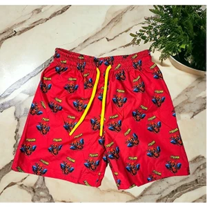 Sedir Çocuk Deniz Şortu Spiderman Örümcek Adam Baskılı Bel Bağlamalı Mayo Şort