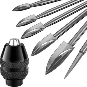 7 Adet Ahşap Oyma Uçları, 1/8inchshank Hss Gravür Matkap Aracı Ahşap El Sanatları Taşlama Aksesuarları 4486 Chuck ile (Yurt Dışından)