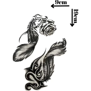 Geçici Tüy ve Gül Figürlü Dövme Tattoo