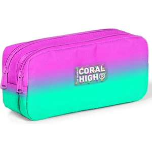 Coral High Kids Pembe Su Yeşili Renk Geçişli Iki Bölmeli Kalem Çantası 12074