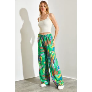 Kadın Desenli Beli Lastikli Viskon Pantolon