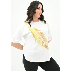 Kadın Büyük Beden Baskı Detaylı T-Shirt 1773-2-24
