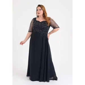 Lilas Xxl Büyük Beden Siyah Renkli Abiye Elbise