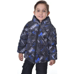 Erkek Çocuk Saks Antrasit Içi Polar Su ve Rüzgar Geçirmez Kapüşonlu Şişme Mont