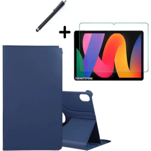 Honor Pad X9 11.5 Inç 360° Dönebilen Standlı Tablet Kılıfı Ekran Koruyucu ve Kalem Seti Lacivert