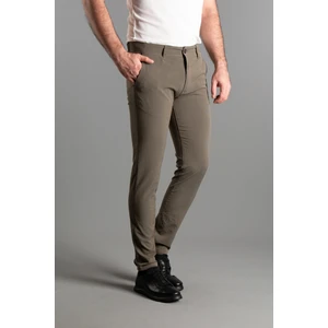 Zeki Özer Erkek Haki Gofre Keten Pantolon