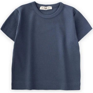 Basic Fitilli T-Shırt Lacivert