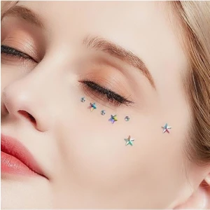 Renkli Yıldız Yüz ve Vücut Taşı Makeup Stickers Kendinden Yapışkanlı Makyaj Taşı Tırnak Taşı Ha