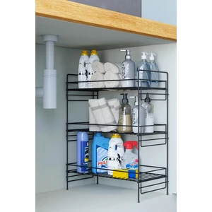 3 Katlı Evye Tezgah Altı Raf Banyo Mutfak Dolabı Çok Amaçlı Düzenleyici Deterjanlık Organizer