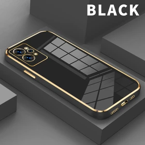 Realme Gt2 Kılıf Parlak Kenarlı Altın Işlemeli Kamera Korumalı Kapak