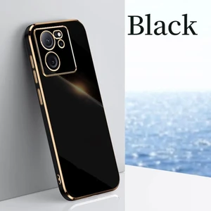 Xiaomi Mi 13T Pro Kılıf Parlak Kenarlı Altın Işlemeli Kamera Korumalı Kapak